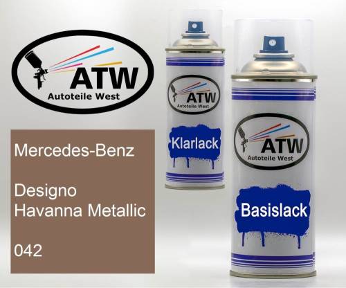 Mercedes-Benz, Designo Havanna Metallic, 042: 400ml Sprühdose + 400ml Klarlack - Set, von ATW Autoteile West.